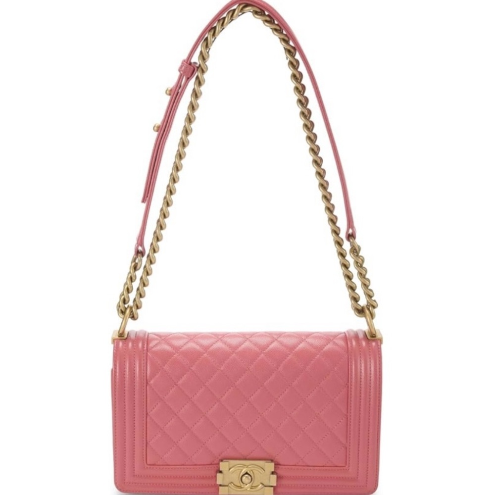 CHANEL Pink Quilted Shoulder Bag with Gold Chain